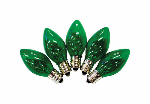 Holiday Bright Lights 9761180 C7 Christmas Light Bulbs, Green,