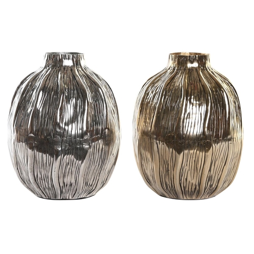 Vase DKD Home Decor Silver Golden Aluminium Modern 20 x 20 x 26 cm (2