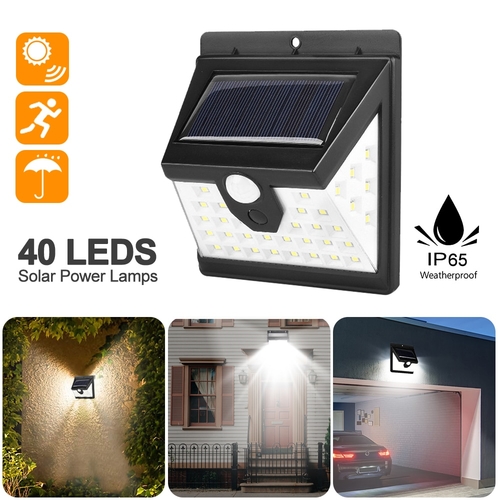 40 LED Solar Power Light 3 Modes Human Body Sensor