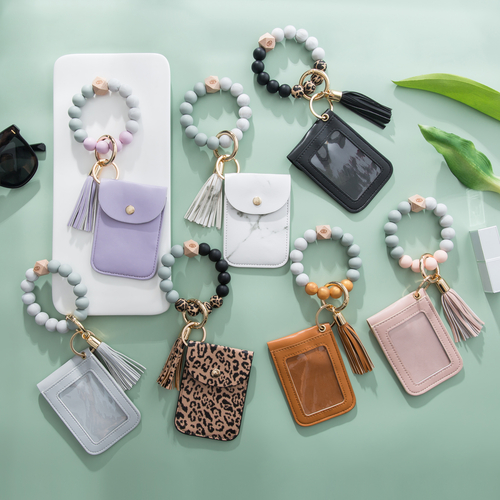 Silicone Bracelet Tassel Keychain - Card & Coin Purse Wallet 