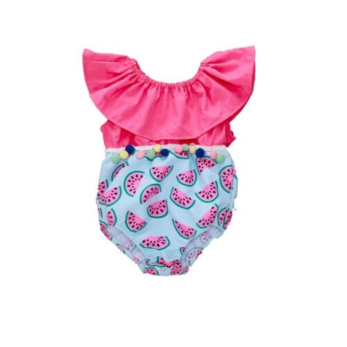 Newborn Infant Baby Girl Watermelon Print Ruffles