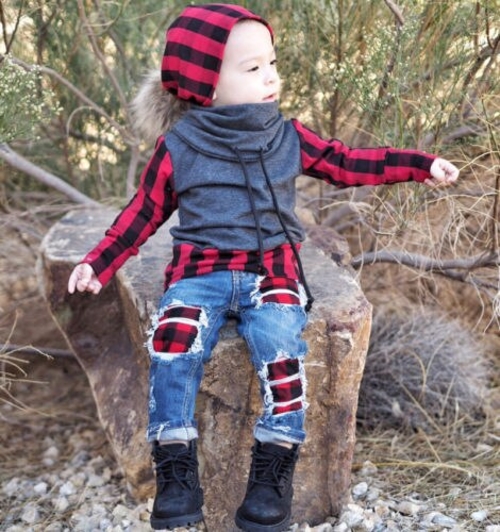 1 6T Fashion Baby Kids Boys Plaid Spring Autumn