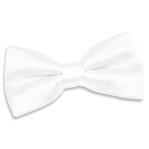 Plain Satin Pre-Tied Bow Tie - White