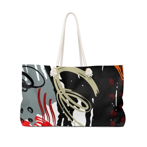 Weekender Tote Bag - Black and Red Print