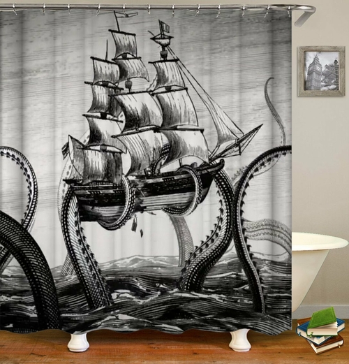 Kraken Is Cracking The Ship Shower Curtain