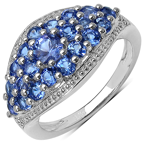 1.56 Carat Genuine Tanzanite .925 Sterling Silver Ring