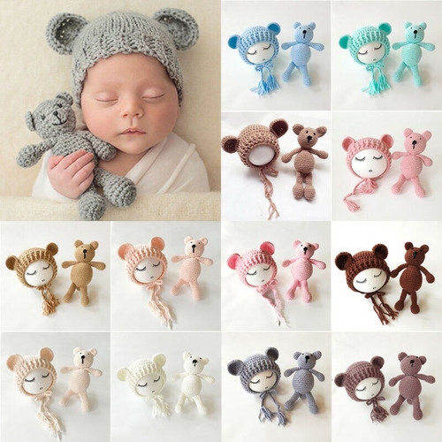 Newborn Baby Bear Hat Set Babies Boys  Girls