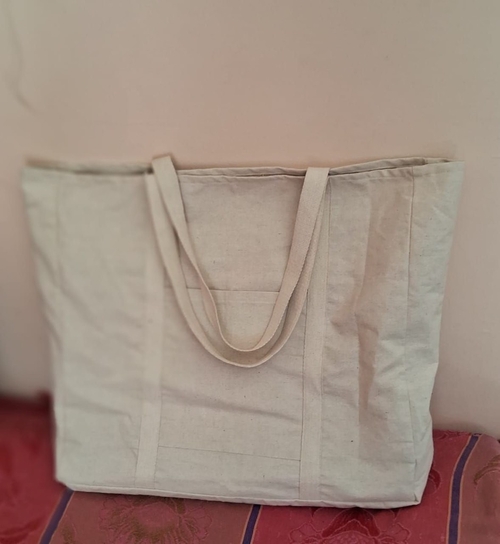 Canvas Tote Bag With Pocket (Beach Bag)