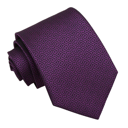 Greek Key Classic Tie - Cadbury Purple