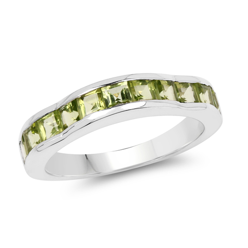 1.68 Carat Genuine Peridot .925 Sterling Silver Ring