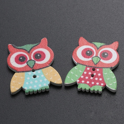 20PCS Cute Lovely Owl Pattern Wooden Buttons