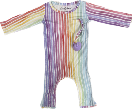 Rainbow - Doodalou Bamboo Baby Romper - 9 - 12 Months
