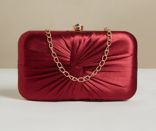 Women Maroon Rectangular Framed Clutch