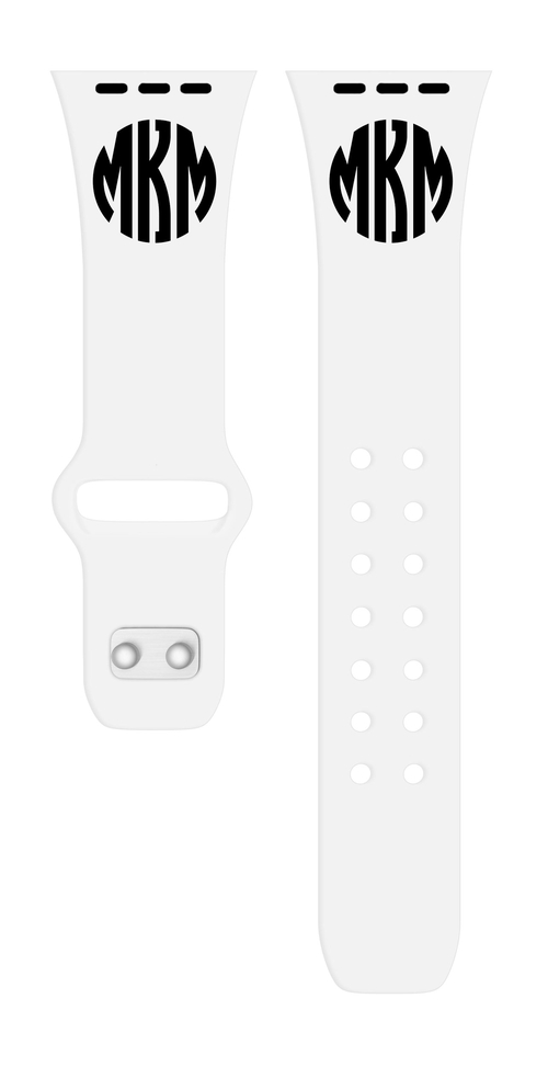 Custom Monogram HD White Watch Band Compatible with Apple Watch