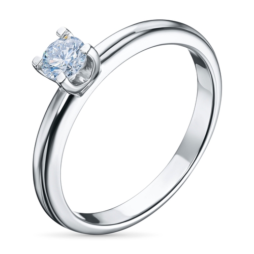 Sterling Silver Ring with 1 Round-Cut Lab-Created Diamond 0.259 CT.TW