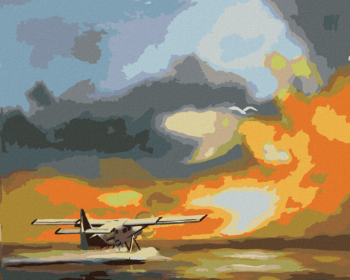 Zuty - Paint by Numbers - AIRPLANE AND SUNSET (D. RUSTY RUST), 40x50