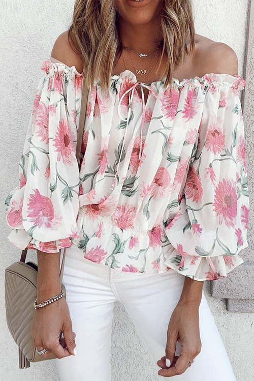 Floral Print Off the Shoulder Blouse