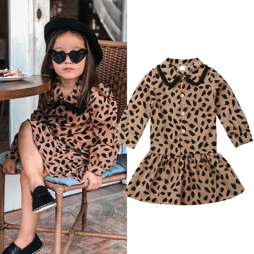 Fashion Kids Baby Girl Leopard Dress Autumn