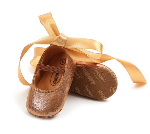 Sequin PU Leather lace up baby girls shoes first