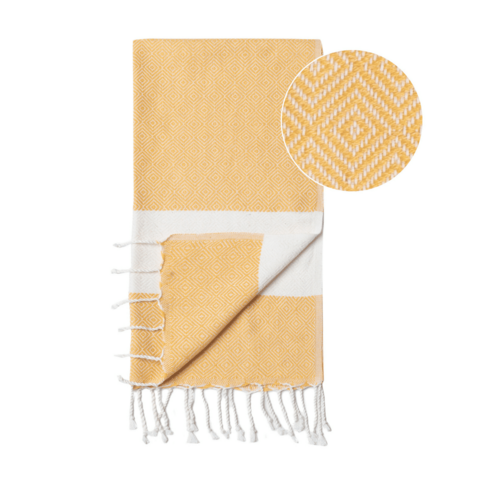 Beach Spa Turkish Hammam Towel Diamant Yellow