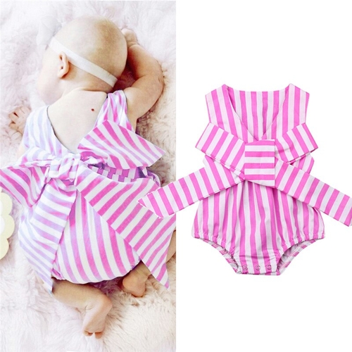 0-24M Newborn Baby Girl Striped Clothes Bodysuits