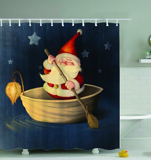 Santa Is Paddling Shower Curtain