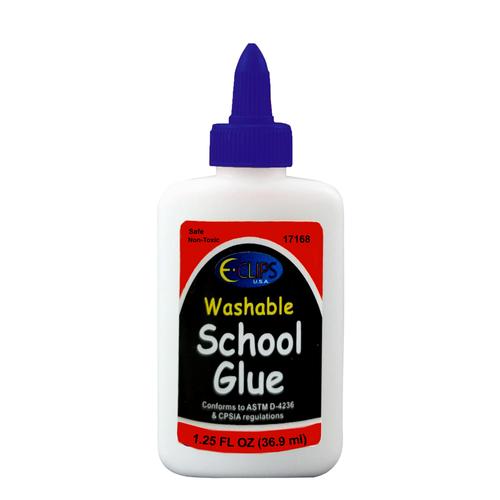 E-Clips White School Glue - Washable, 1.25 oz, 24 Pack
