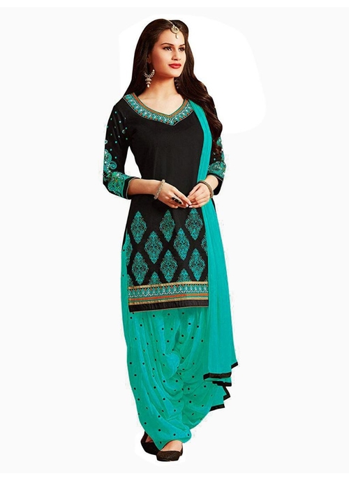 Generic Women's Cotton Salwar Material (Blue and