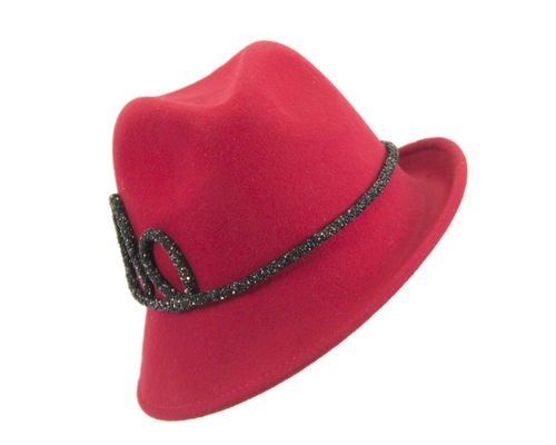 Designers red felt ladies fedora hat