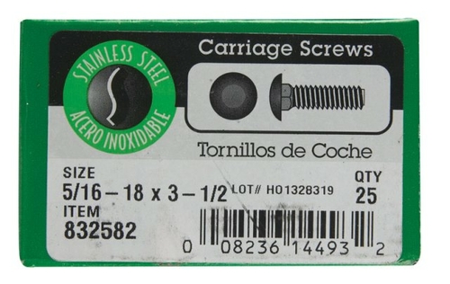 Hillman 832582 0.312 x 3.5 in. Stainless Steel Carriage Bolt