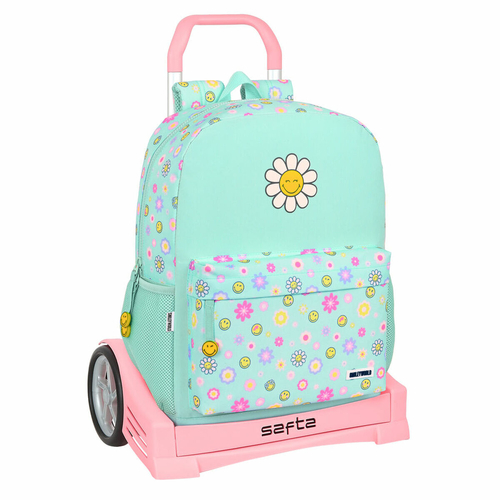 School Rucksack with Wheels Smiley Summer fun Turquoise 32 x 43 x 14