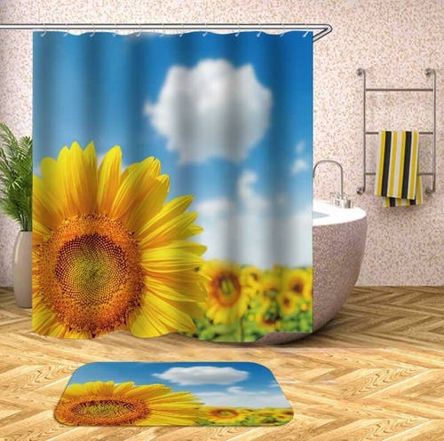 Bright Day At The Sunflower Field Shower Curtain