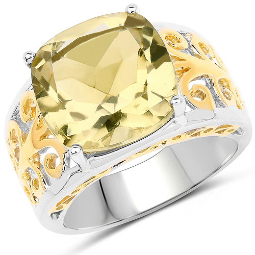 7.05 Carat Genuine Lemon Quartz .925 Sterling Silver Ring