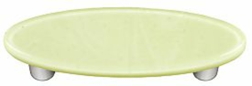 Hot Knobs HK1039-POA French Vanilla Oval Glass Cabinet Pull - Aluminum