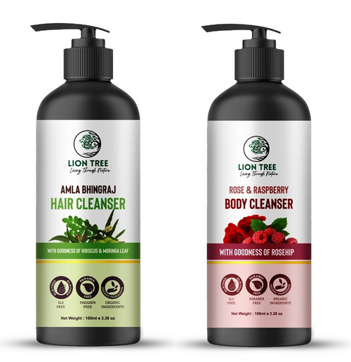 Amla Bhingraj Hair Shampoo and Rose & Raspberry Boby Wash 200ml