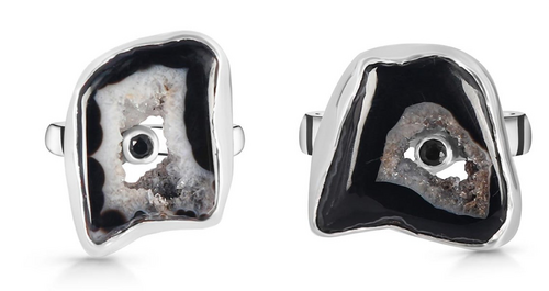 Agate Adjustable Ring centre eye & Artificial Agate Ring Pack of 2