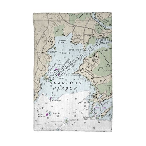 Betsy Drake KT12373BR 16 x 25 in. Branford Harbor, CT Nautical Map