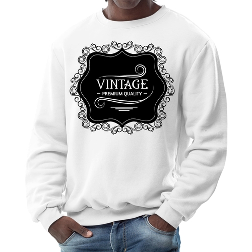 Mens Graphic Sweatshirt - Vintage Premium Quality Black Illustration