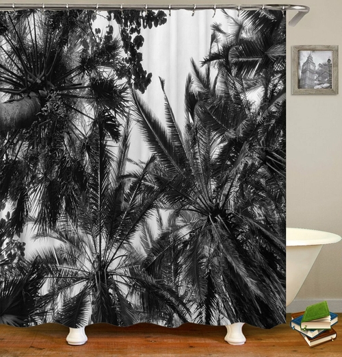 Black White Palm Trees Shower Curtain