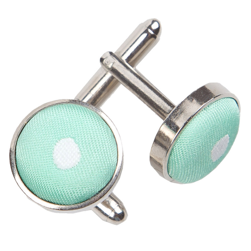 Polka Dot Cufflinks - Mint Green