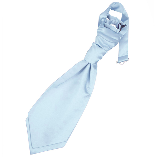 Plain Satin Pre-Tied Ruche Cravat - Boys - Baby Blue