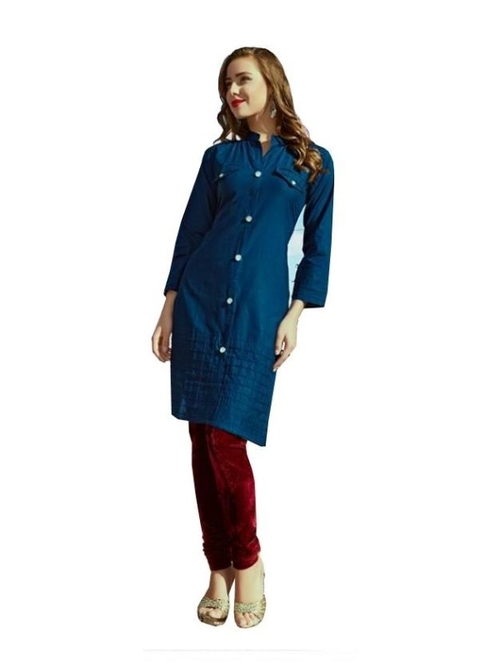 Straight Cut Kurti With Button Placket