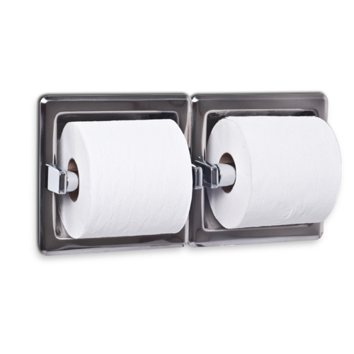 AJW UX75-SF Dual Satin Toilet Tissue Dispenser - Recessed