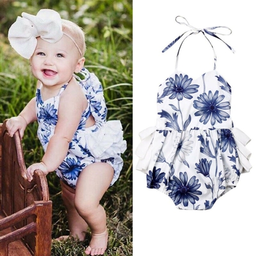 Baby Girls Floral Clothes Halter Bodysuit