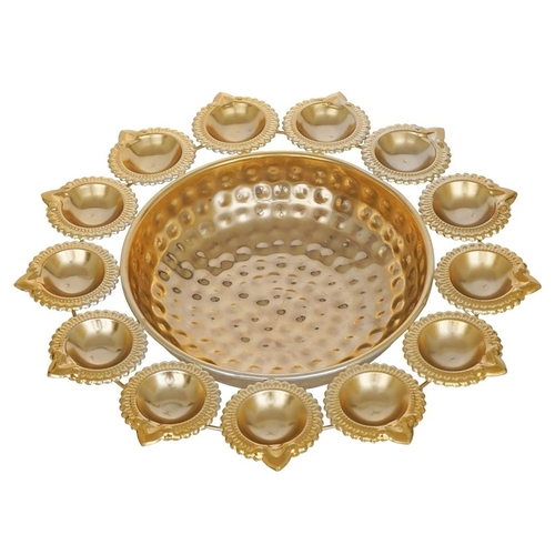 Diya Shape Flower Decorative Urli Bowl for Home Handcrafted Bowl for