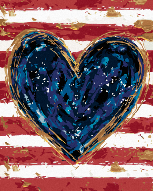 Paint by Numbers - BLUE HEART WITH RED STRIPES (HALEY BUSH)