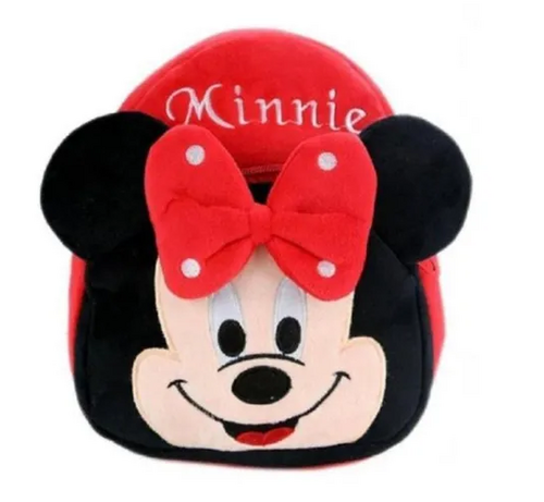 Multicolor Minnie Velvet Soft Plus Kids School Bag Nursury Class To 5