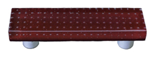 Hot Knobs HK1201-PA Bubbles Deep Red Rectangle Glass Cabinet Pull - Al