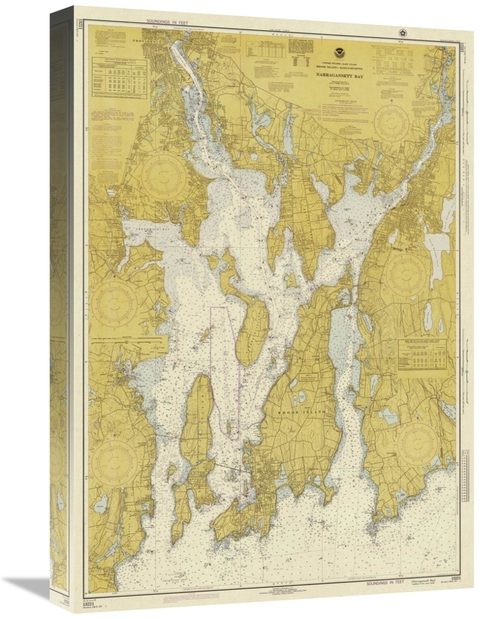 Global Gallery GCS-450539-22-142 22 in. Nautical Chart - Narragansett 