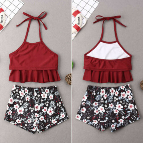 Parent-child Swimwear Women/Kid Plant Pattern